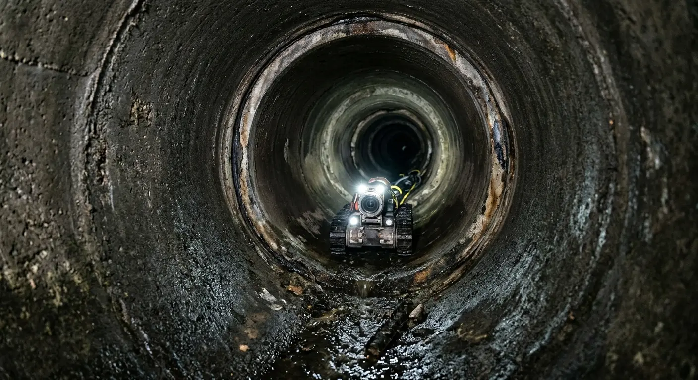Robotic sewer camera inspecting pipe interior for Drain Snake Service in Rotonda